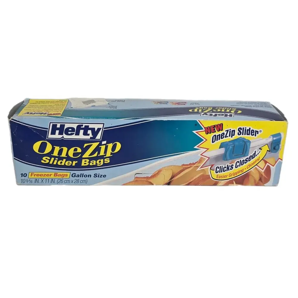 Vintage 1998 Hefty OneZip Slider Freezer Bags – Collectible Packaging Srorage